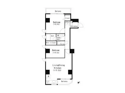 都営大江戸線 月島駅 徒歩3分 8階建 築13年(2LDK/6階)の間取り写真
