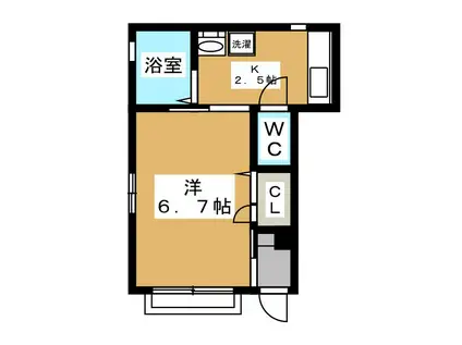 マツヤマシャーメゾン(1K/1階)の間取り写真