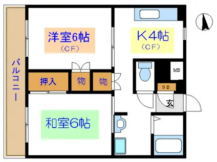 ビオ・トープ(2K/2階)の間取り写真
