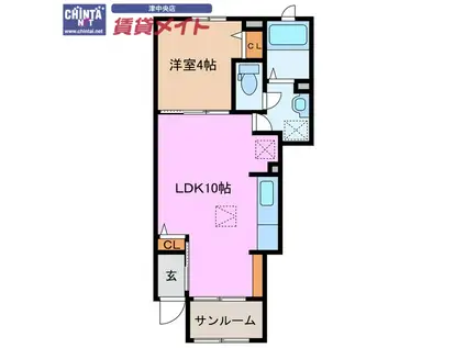 プランドール(1LDK/1階)の間取り写真