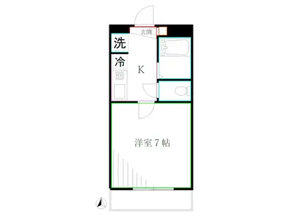 フラットイノカシラ(1K/2階)の間取り写真