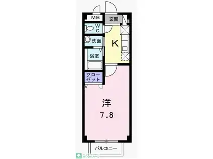 プランドールB(1K/2階)の間取り写真