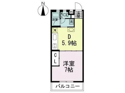 コーラルマンション(1DK/2階)の間取り写真