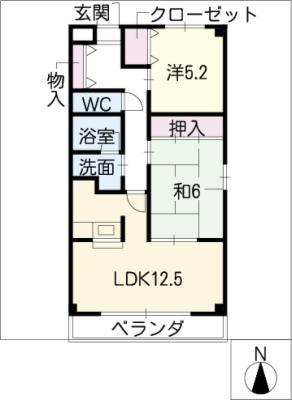 メルベーユ川畔(2LDK/3階)の間取り写真