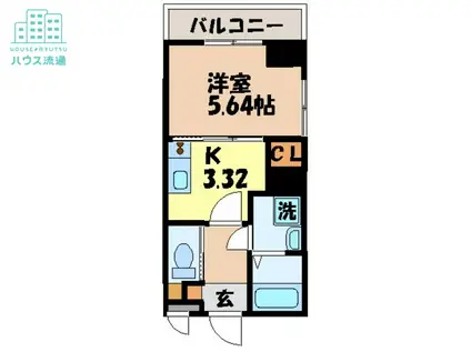 グラッチェ目覚(1K/6階)の間取り写真