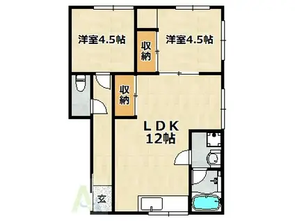 常盤木マンション(2LDK/3階)の間取り写真