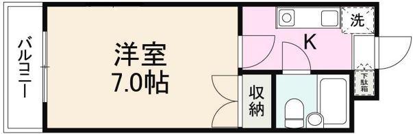 レガーロ高松(1K/2階)の間取り写真