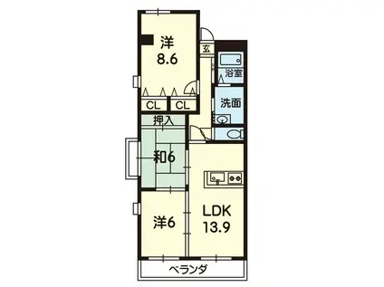 塩屋一番館(3LDK/4階)の間取り写真