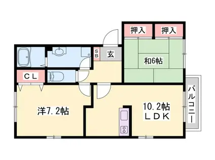 パディ飾磨 III番館(2LDK/1階)の間取り写真