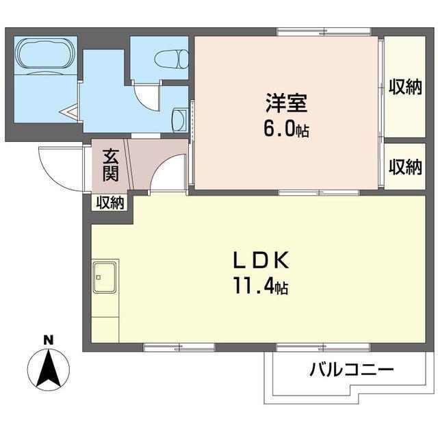 グランドール山田A棟・B棟(1LDK/2階)の間取り写真