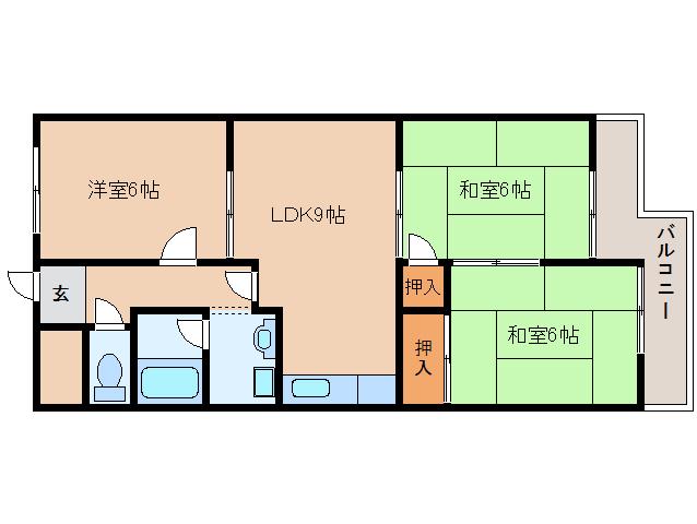 第3サンコウハイツ(3LDK/4階)の間取り写真