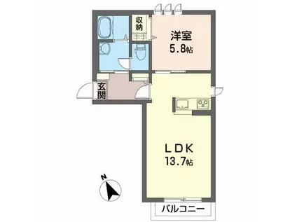 MOON VILLA(1LDK/2階)の間取り写真