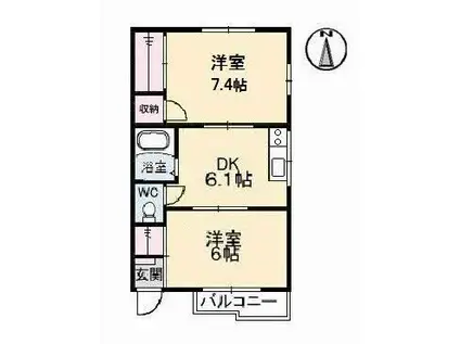 スナダハイツ(2DK/2階)の間取り写真