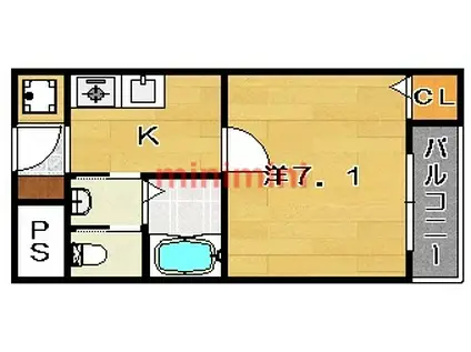 T・BELLE・CASA(1K/3階)の間取り写真