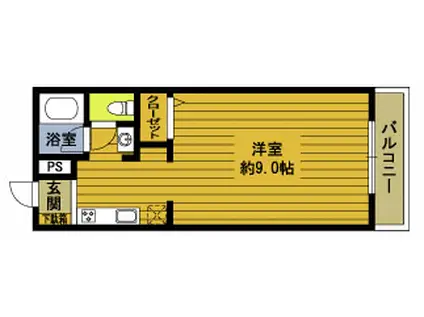 ベルクレール牧(1K/1階)の間取り写真