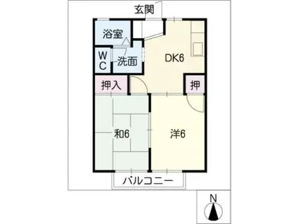 緑3番館(2DK/2階)の間取り写真