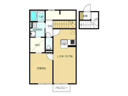 SKY BLUE本館 A棟(1LDK/2階)の間取り写真