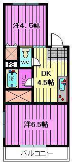 陽光台ハイツ(2DK/2階)の間取り写真