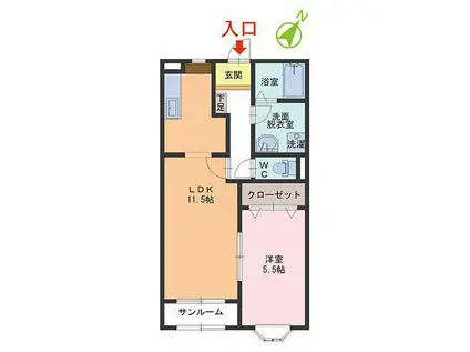 COCOLU(1LDK/1階)の間取り写真