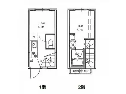 ロココ牛田南(1LDK/1階)の間取り写真