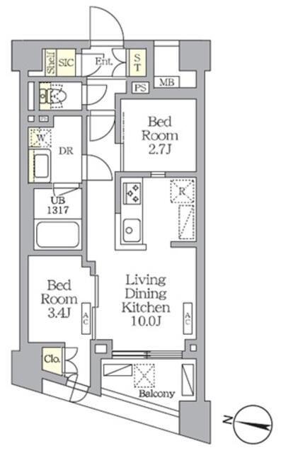 NOGATA RESIDENCE(2LDK/3階)の間取り写真