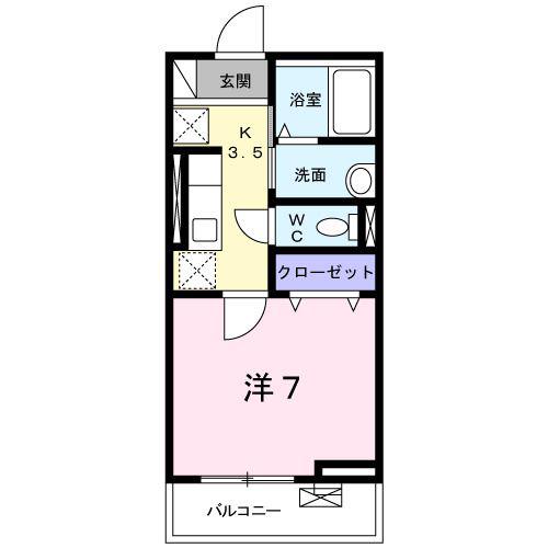 フェンネル(1K/2階)の間取り写真