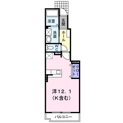 ドマーニ(ワンルーム/1階)の間取り写真