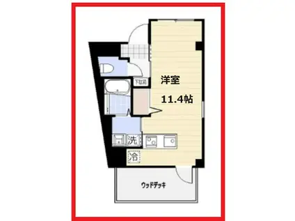 ビーカーサキタセンジュ(1K/1階)の間取り写真