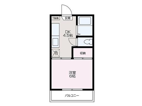 シティハイツ鶴瀬(1K/2階)の間取り写真