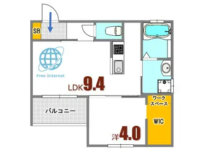 リブレストコート船越(1LDK/1階)の間取り写真
