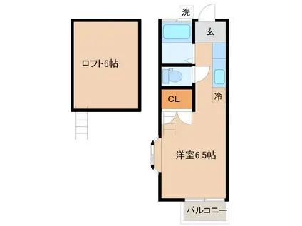 ケーズコート(1K/2階)の間取り写真