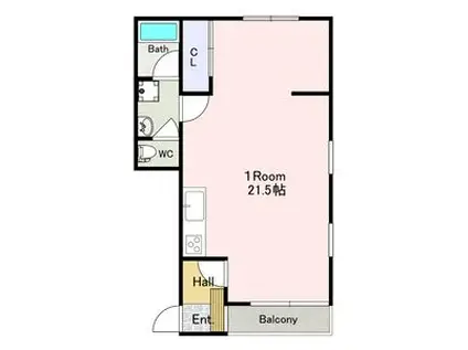 ラ・フォンテーヌ(ワンルーム/1階)の間取り写真