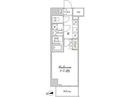 ミリア・レジデンス浅草橋(1K/11階)の間取り写真