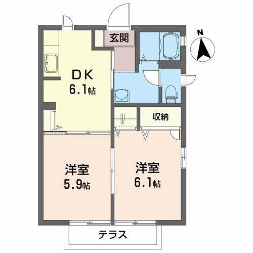 シャーメゾン エスペランサ(2DK/1階)の間取り写真