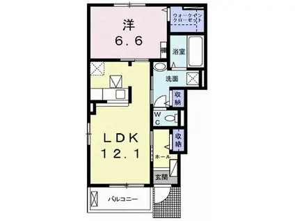 サニーレジデンス伊保崎(1LDK/1階)の間取り写真