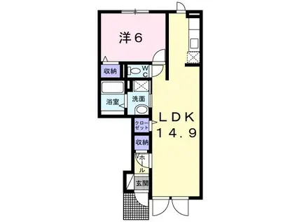 カルムIV(1LDK/1階)の間取り写真