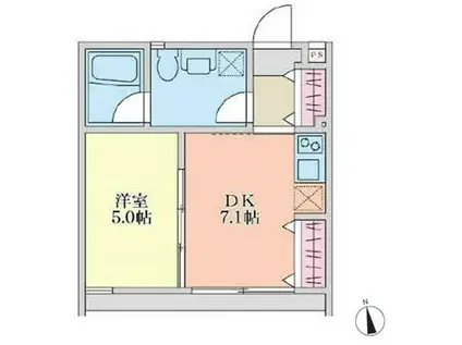 ヨーク所沢(1DK/2階)の間取り写真