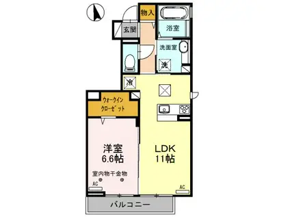 ヴァイア A(1LDK/1階)の間取り写真