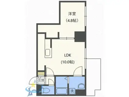 プラムガーデン(1K/1階)の間取り写真