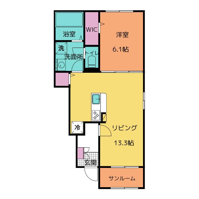 ラシアIII(1LDK/1階)の間取り写真