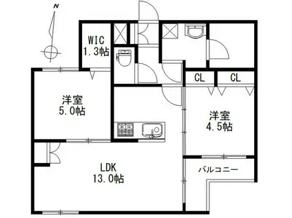 グランレガロ新高円寺(2LDK/3階)の間取り写真