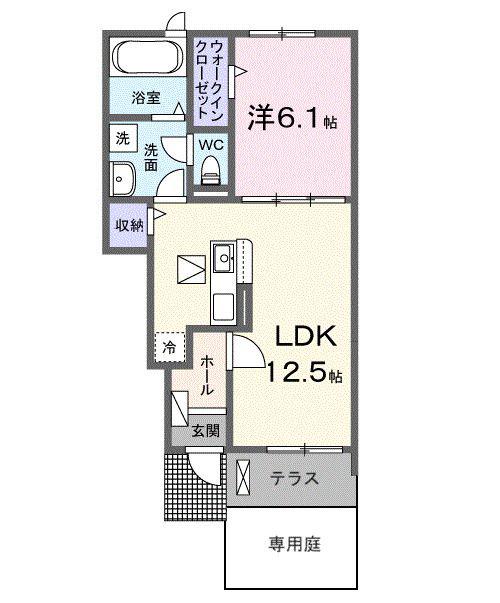カフア テラス(1LDK/1階)の間取り写真