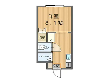 花丘ヒルズ(ワンルーム/3階)の間取り写真