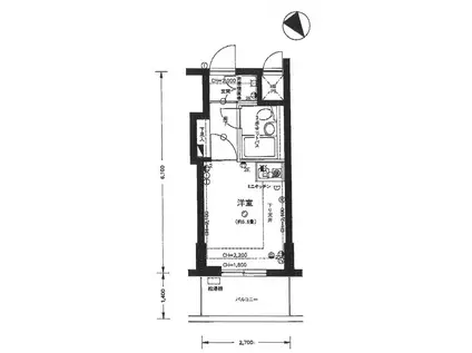 ライオンズマンション長岡駅東(ワンルーム/6階)の間取り写真