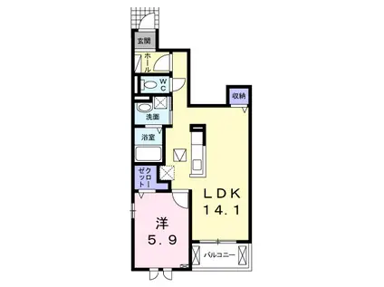 ル・リアンI ノース(1LDK/1階)の間取り写真