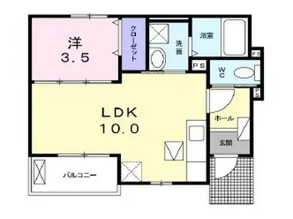 リヴェール II(1LDK/1階)の間取り写真
