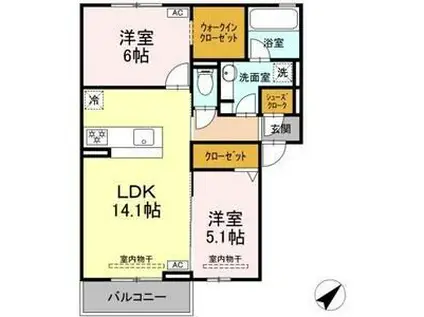 恵比寿の森(2LDK/3階)の間取り写真