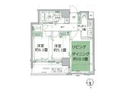 デュオ府中(2LDK/3階)の間取り写真