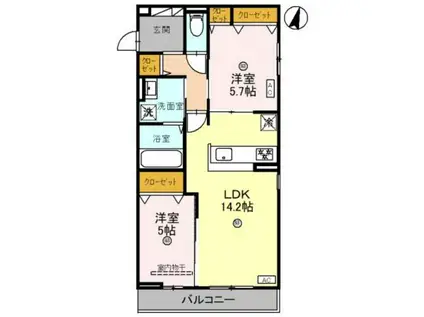 アルシオーネ初芝(2LDK/3階)の間取り写真