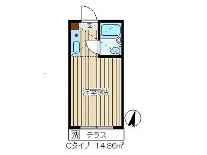 ヴィラージュF(ワンルーム/1階)の間取り写真
